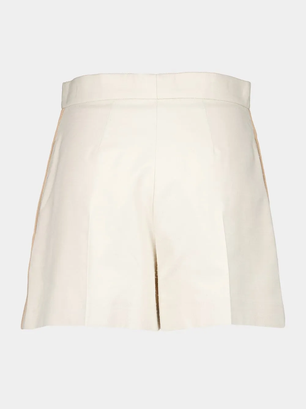 Beige Cotton High-Waisted Shorts