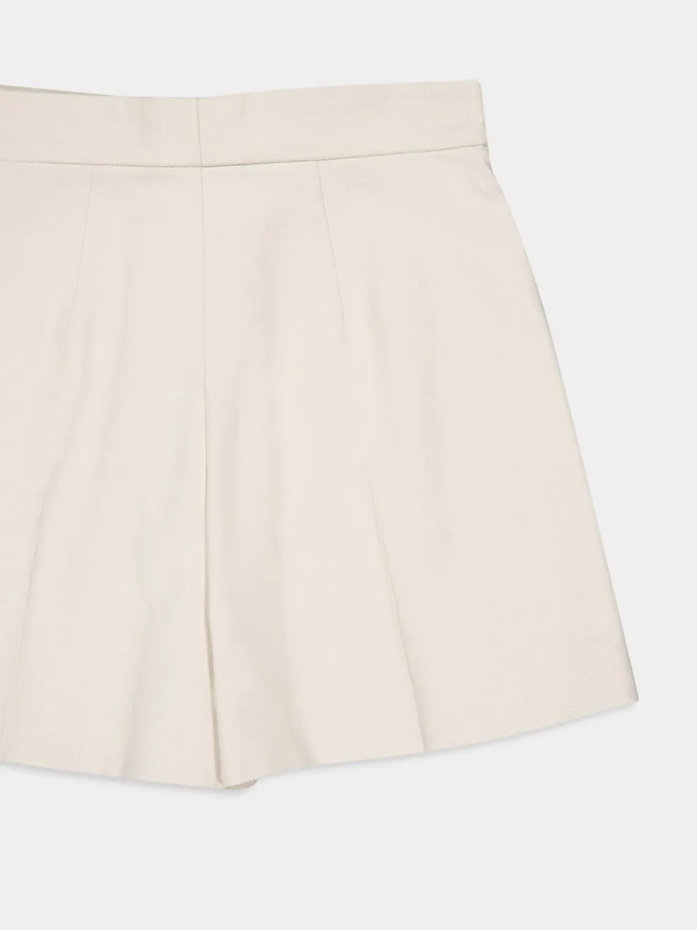 Beige Cotton High-Waisted Shorts