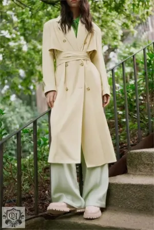 Belted Faux Leather Trench Coat
