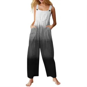 Bohemian Rompers 2025 Summer Plus Size Loose Floral Boho Printed Hippie Cotton Linen Bib Baggy Overalls Jumpsuits