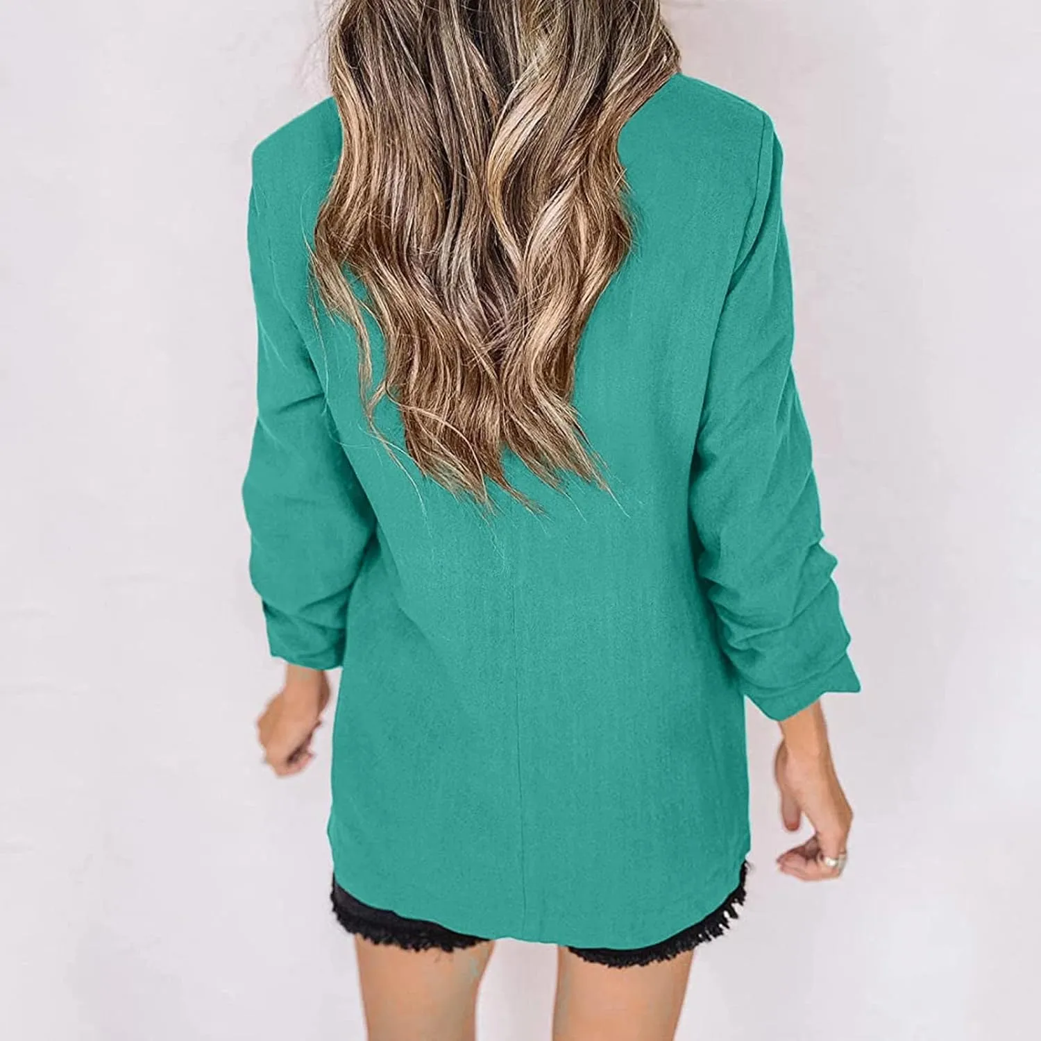 Collarless Blazer Jackets for Women Causal Ladies Blazer Buttonn Dressy Fashion Suit Loose Fit Herringbone Coat