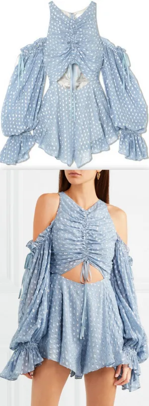 'Did It Again' Cold-Shoulder Gathered Playsuit