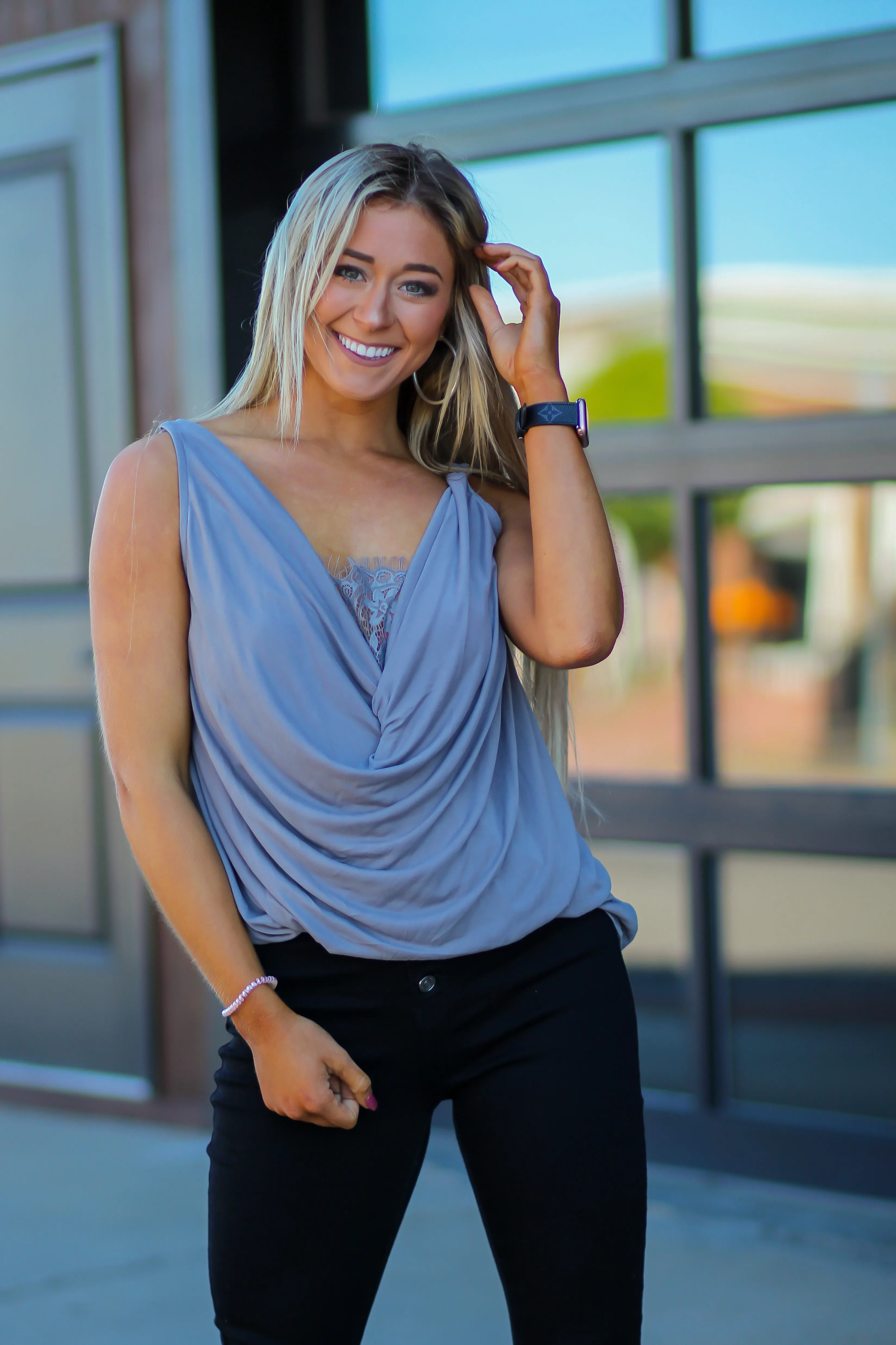 Draped Lace Detail Tank in Several Colors