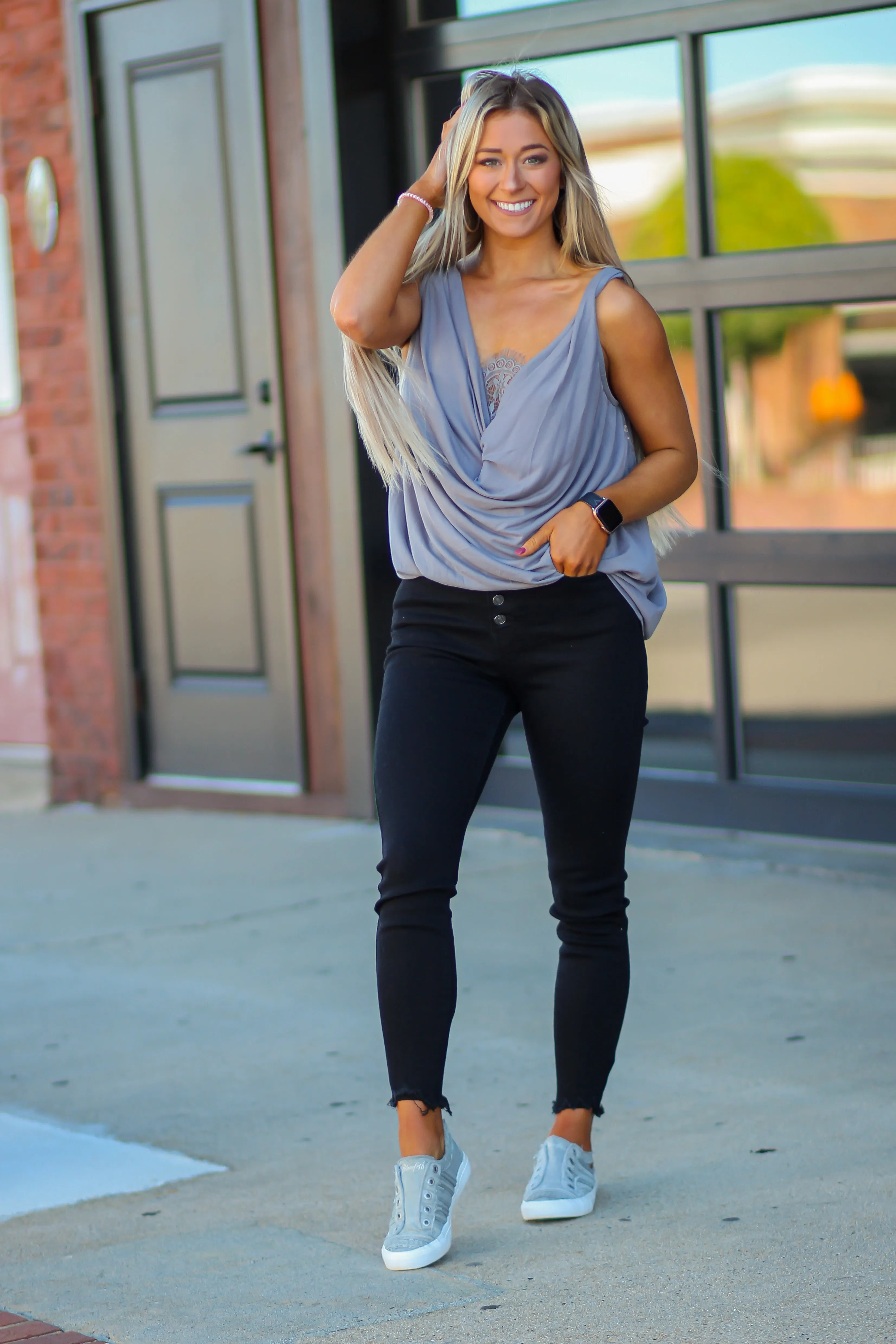Draped Lace Detail Tank in Several Colors