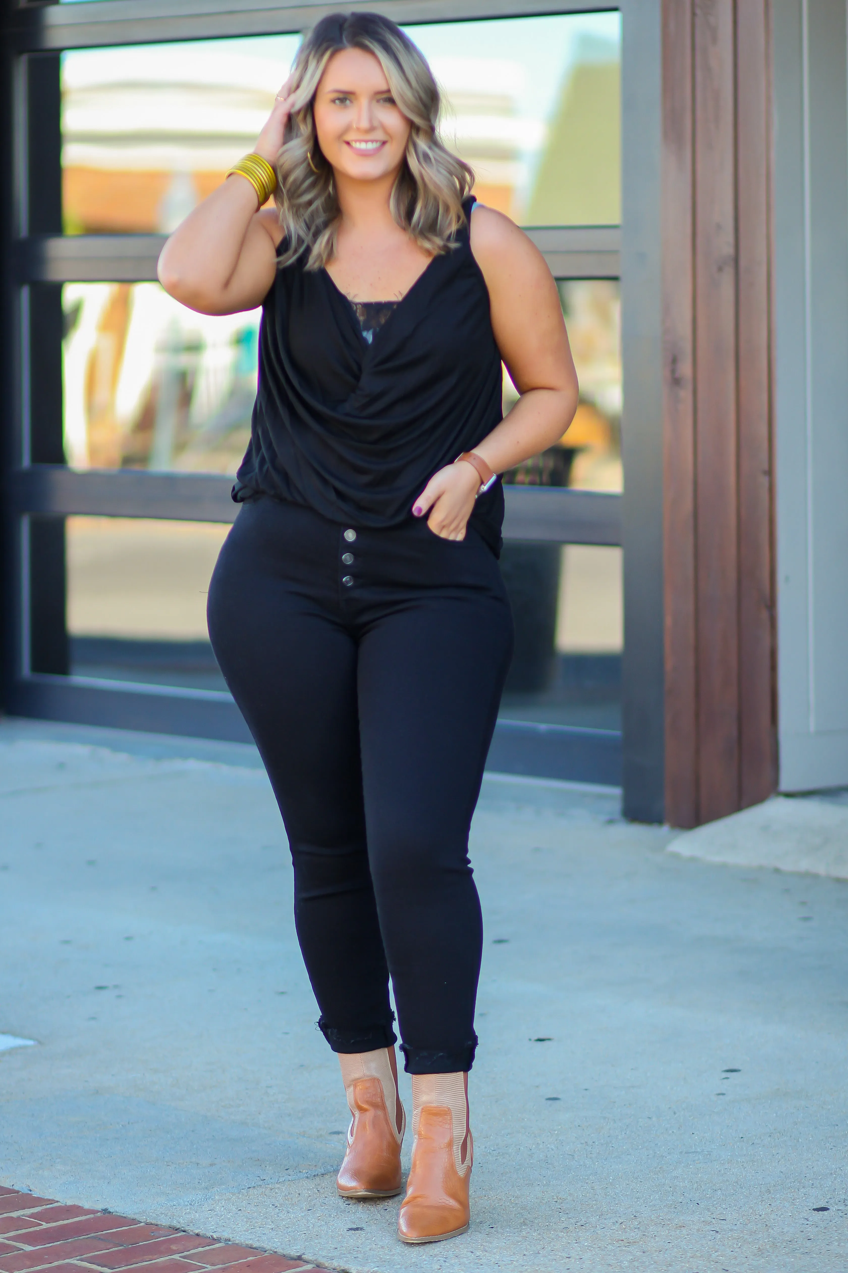 Draped Lace Detail Tank in Several Colors