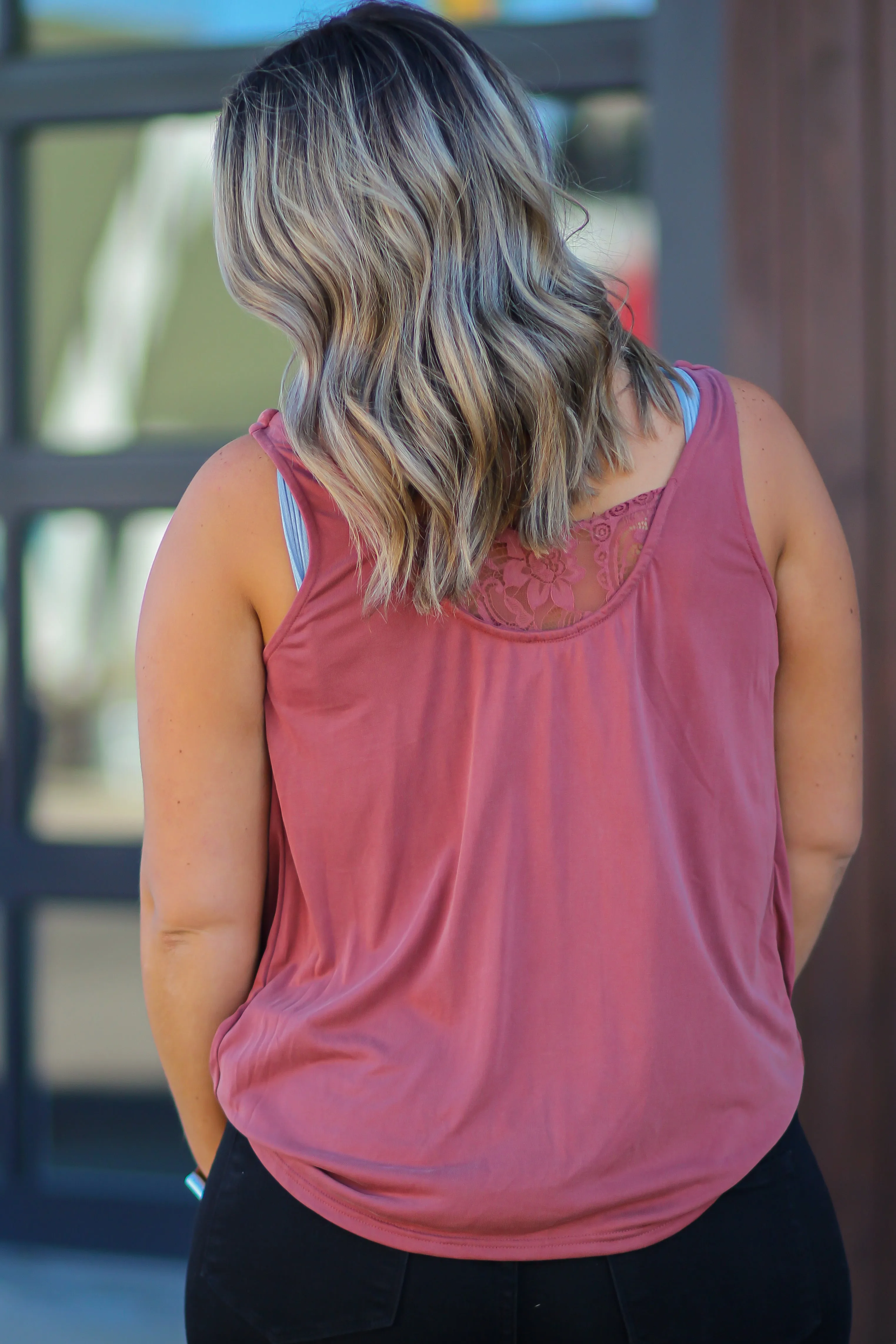 Draped Lace Detail Tank in Several Colors
