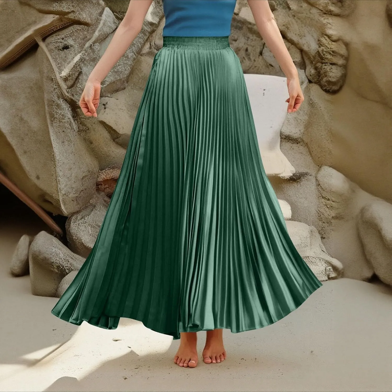 Floral Skirts for Women Flutter Peasant Casual Going Out Elastic Waist Festival Flowy Travel Smocked Boho Skirts for Women