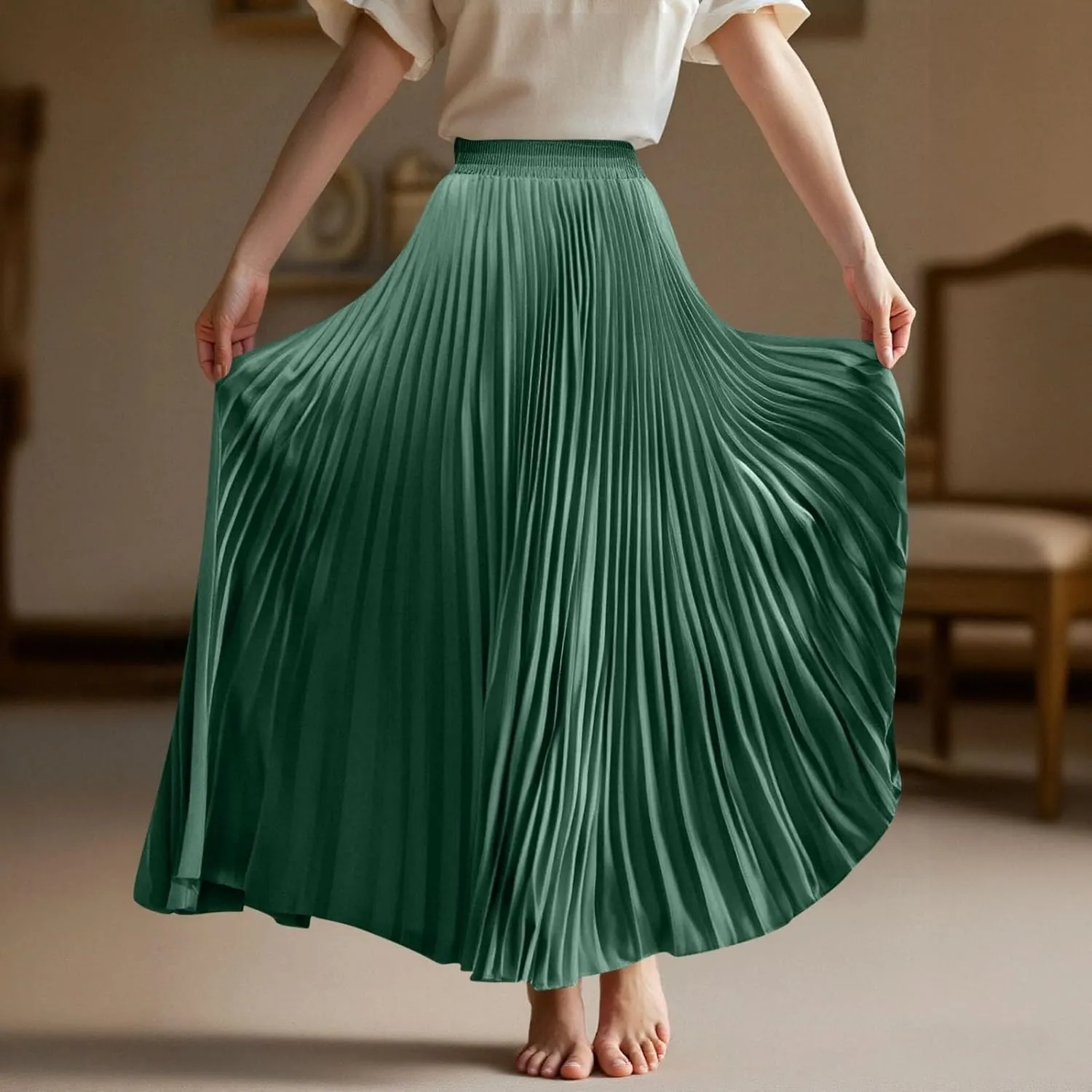 Floral Skirts for Women Flutter Peasant Casual Going Out Elastic Waist Festival Flowy Travel Smocked Boho Skirts for Women