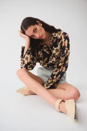 flower drop-shoulder shirt