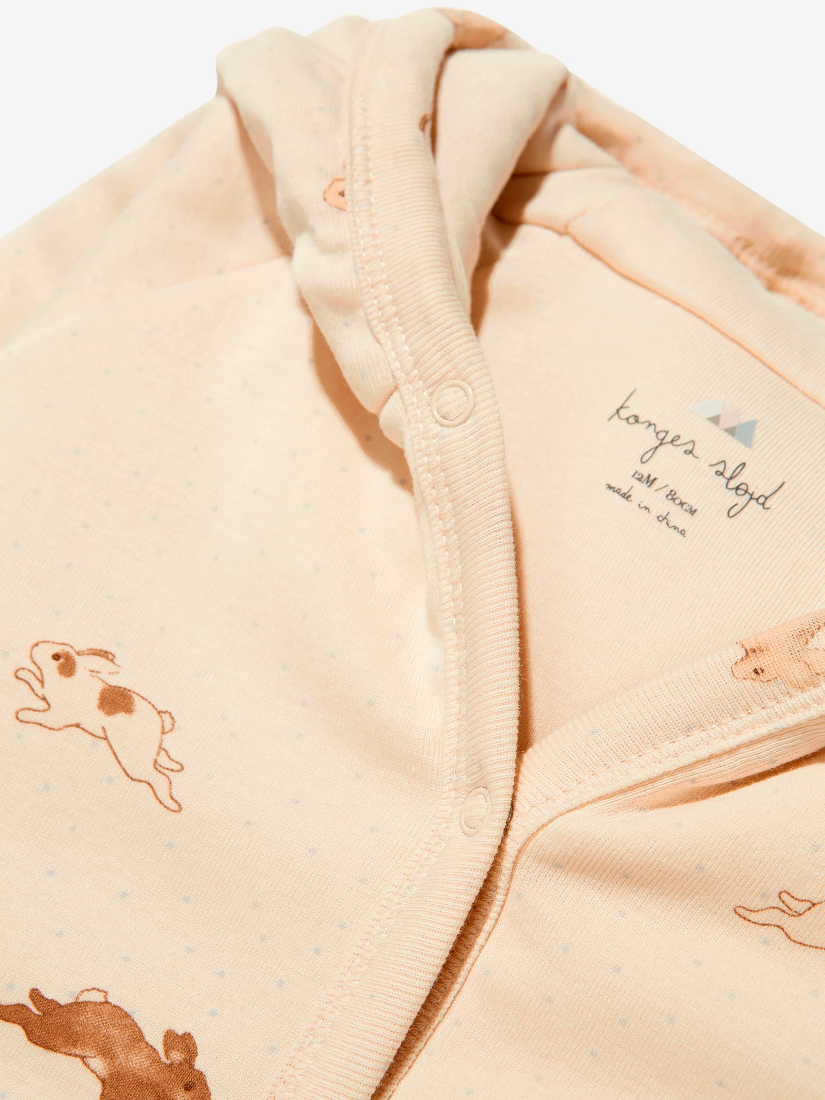 Konges Slojd Baby Girls Organic Cotton Rabbit Onesie With Hood