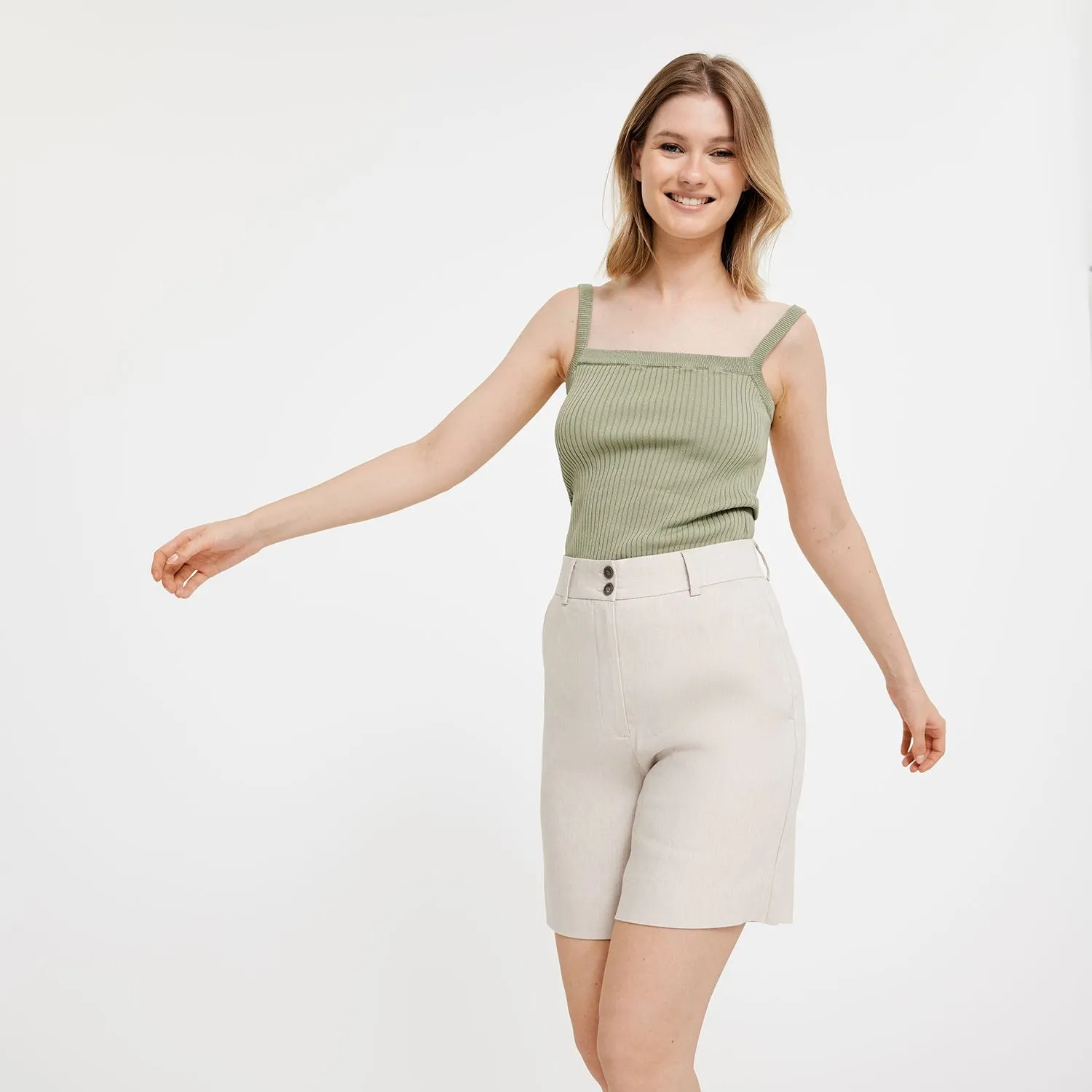 LauraFV Midi Shorts 769 Sand Linen