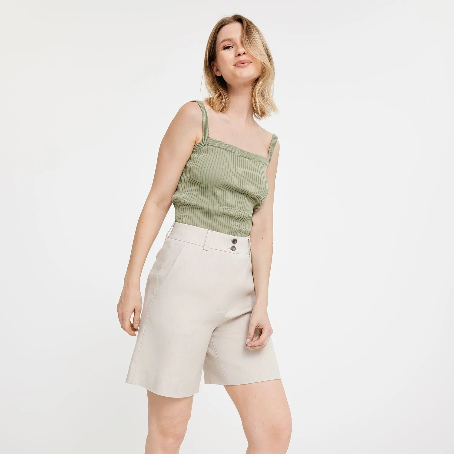LauraFV Midi Shorts 769 Sand Linen