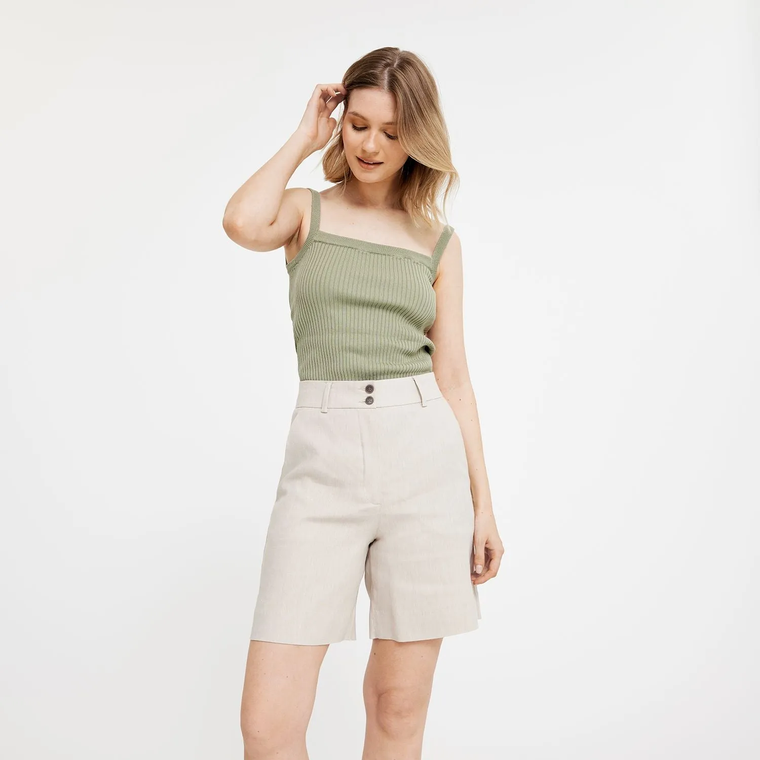 LauraFV Midi Shorts 769 Sand Linen