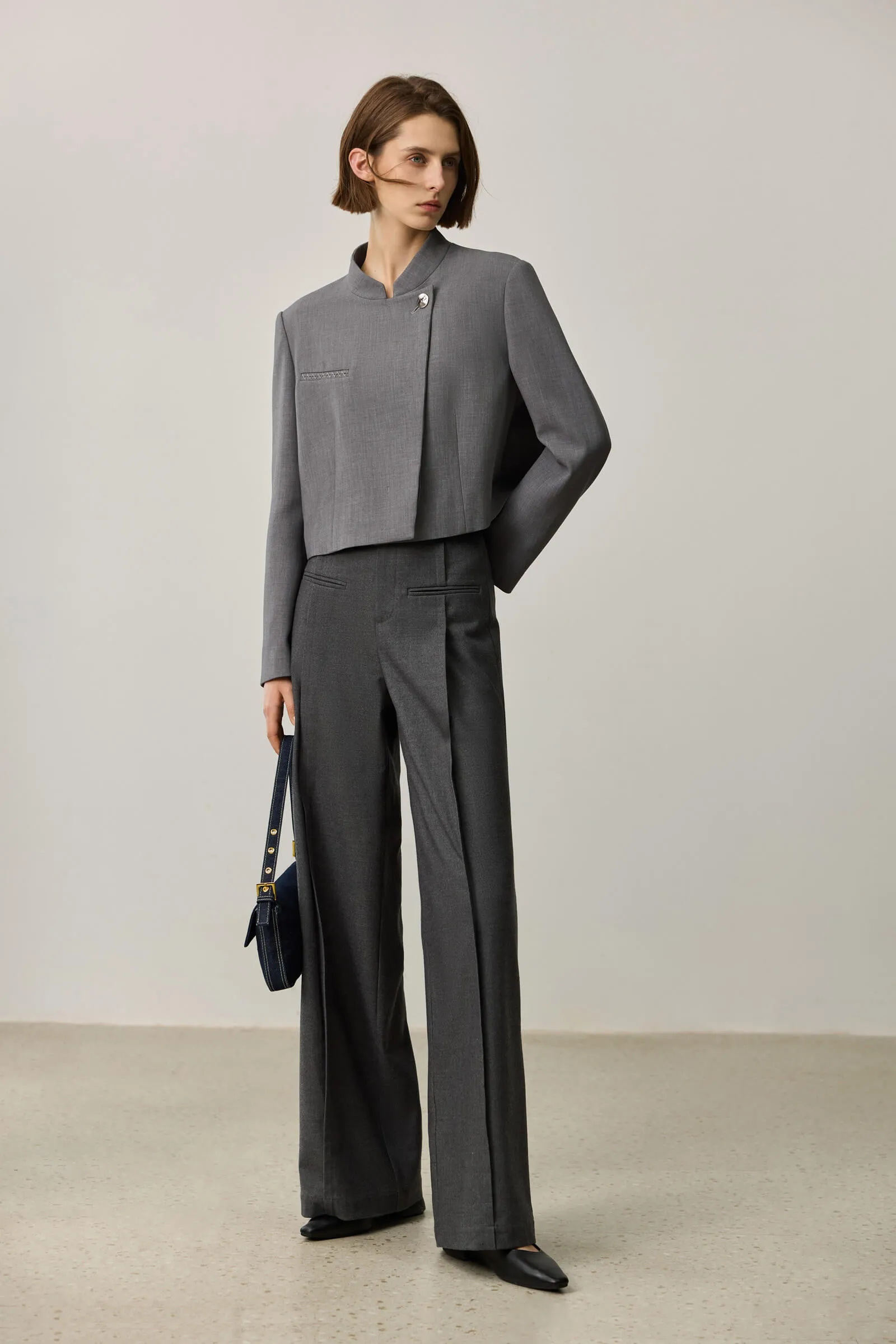 LILY Grey Tone Cropped Blazer