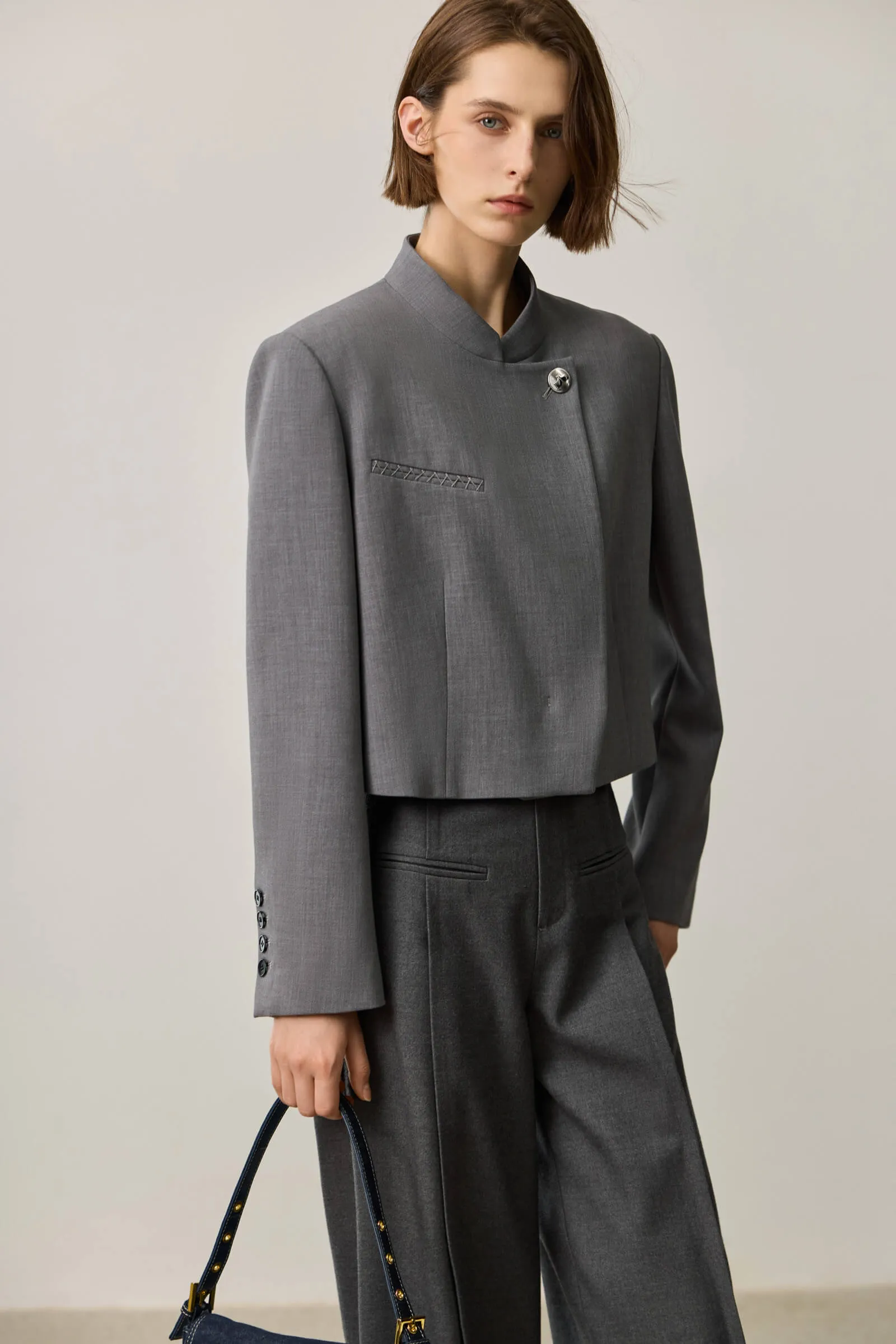 LILY Grey Tone Cropped Blazer