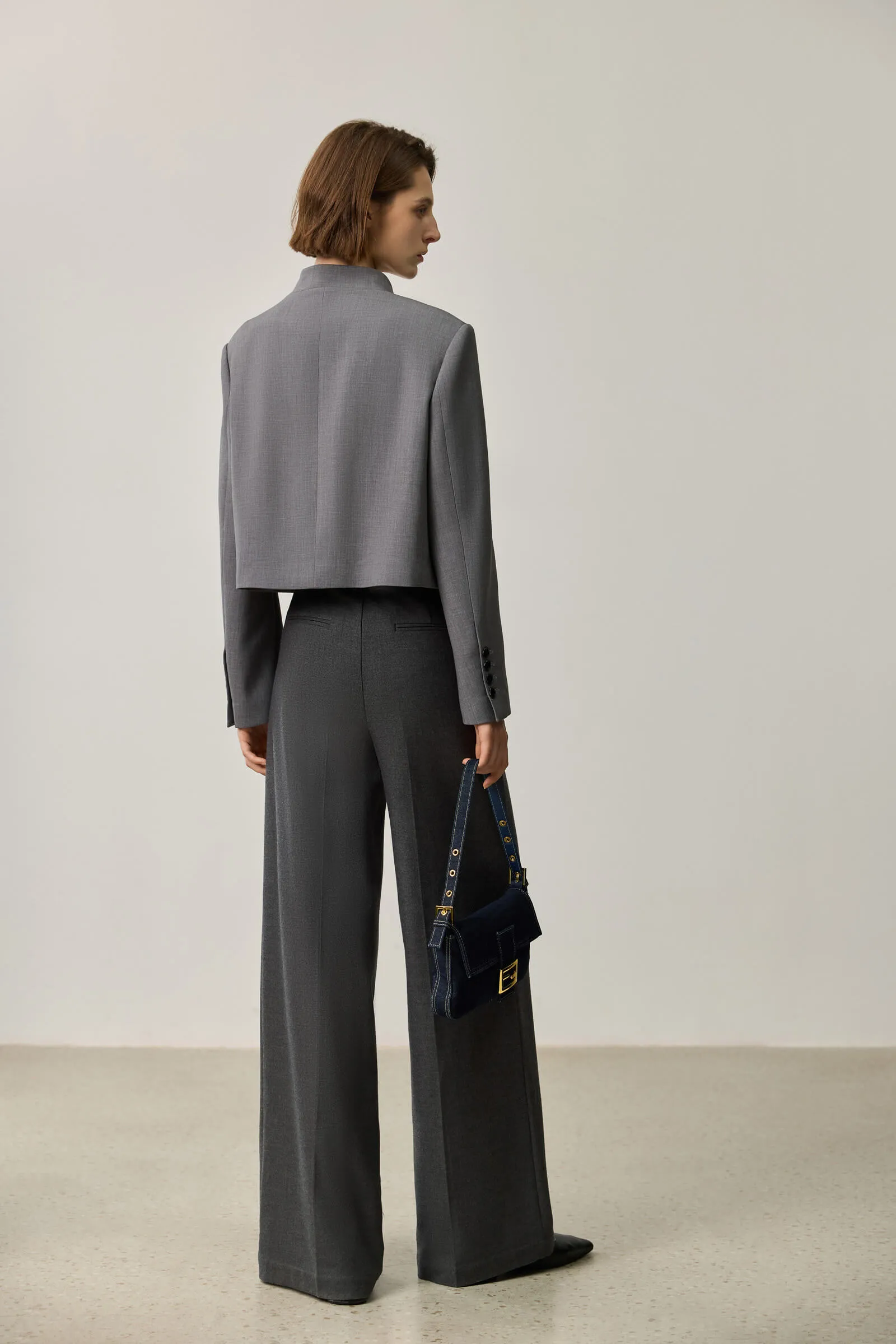 LILY Grey Tone Cropped Blazer