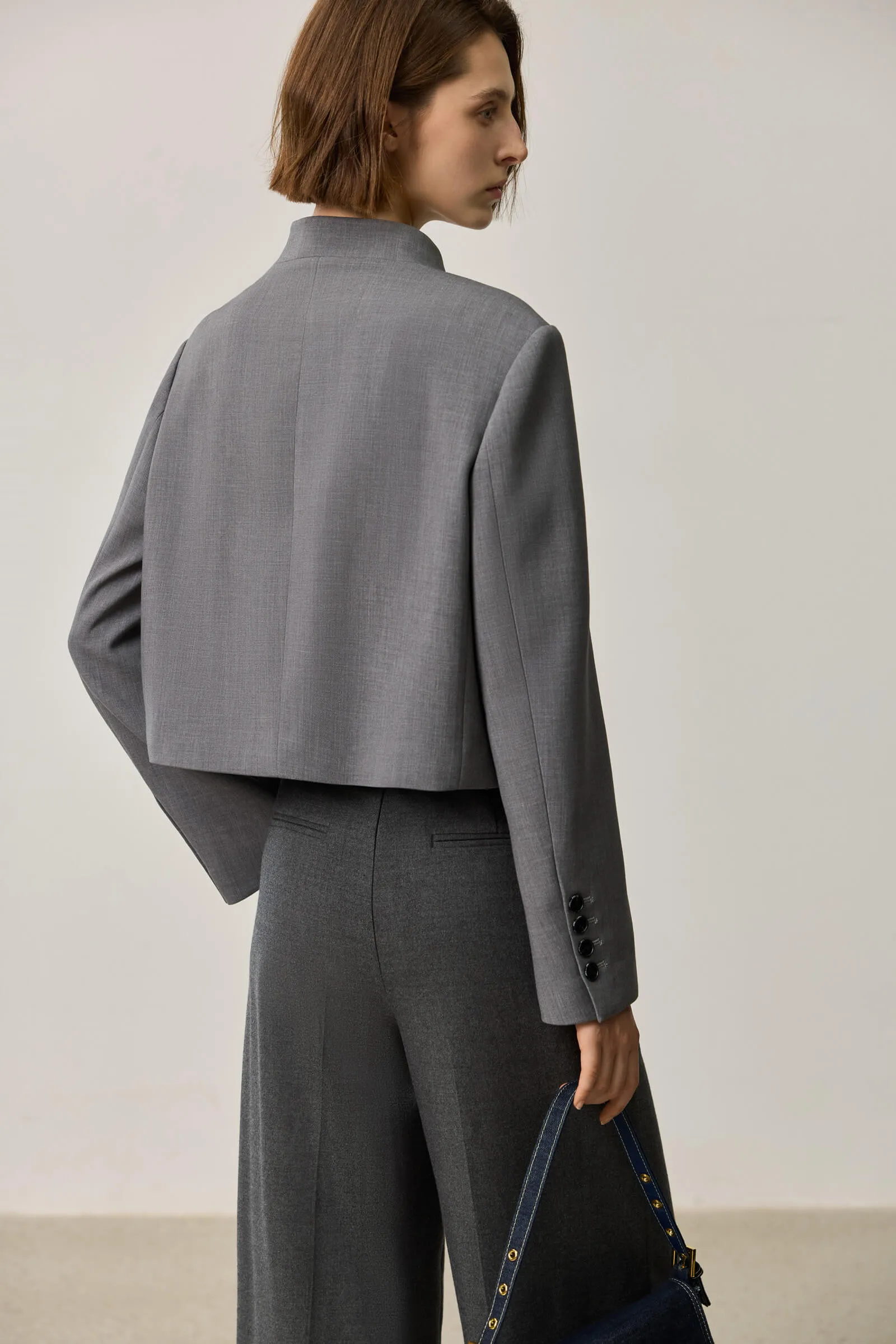 LILY Grey Tone Cropped Blazer