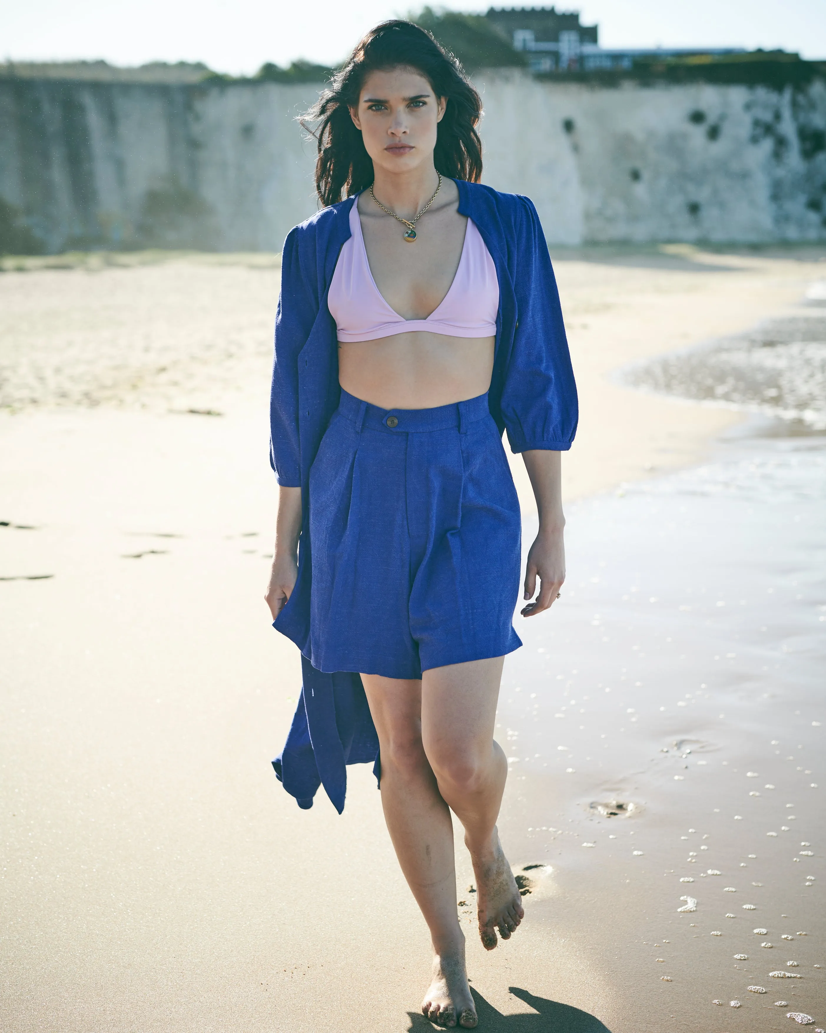 Lowie Linen Viscose Royal Blue Tailored Shorts