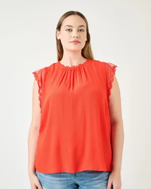 Lucille Sleeveless Top with Embroidered Lace | HOT TOMATO