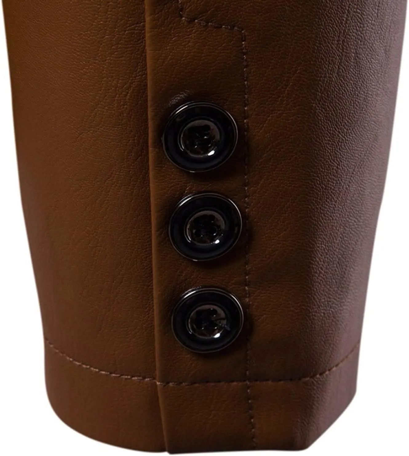 Mens PU Leather Blazer Lapel Collar 2 Buttons Moto Faux Lambskin Sport Coat Jacket Business Casual Dress Suit Coat