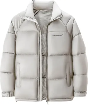 Mens Puffer Jacket Lightweight Down Coat Zip up Padded Coat Quilted Insulated Jacket Warm Winter Jacket Thermal Outwear