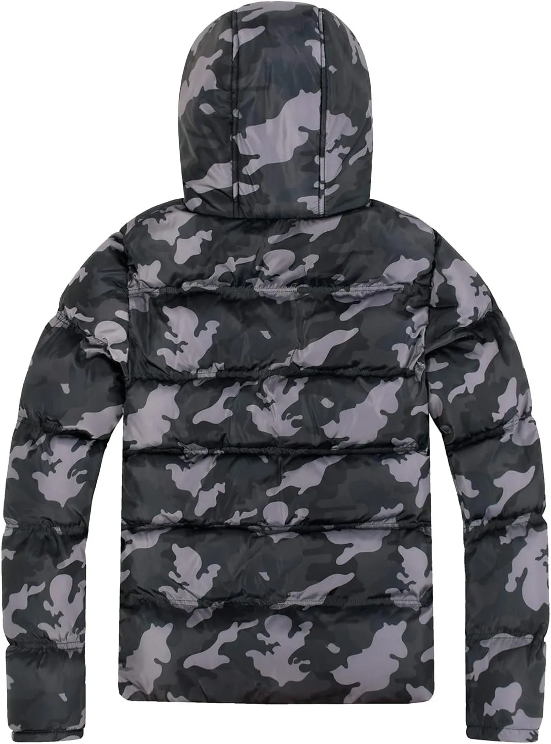Mens Puffer Jacket with Hood Full Zip Plus Size Lightweight Warm Winter Coat Windproof Insulated Padded Quilted Down Jackets