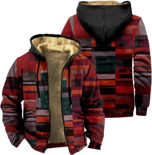 Mens Winter Fleece Jackets with Hood Plus Size Sherpa Lined Padded Warm Coats Outdoor Windproof Light Weight Chunky Jackets