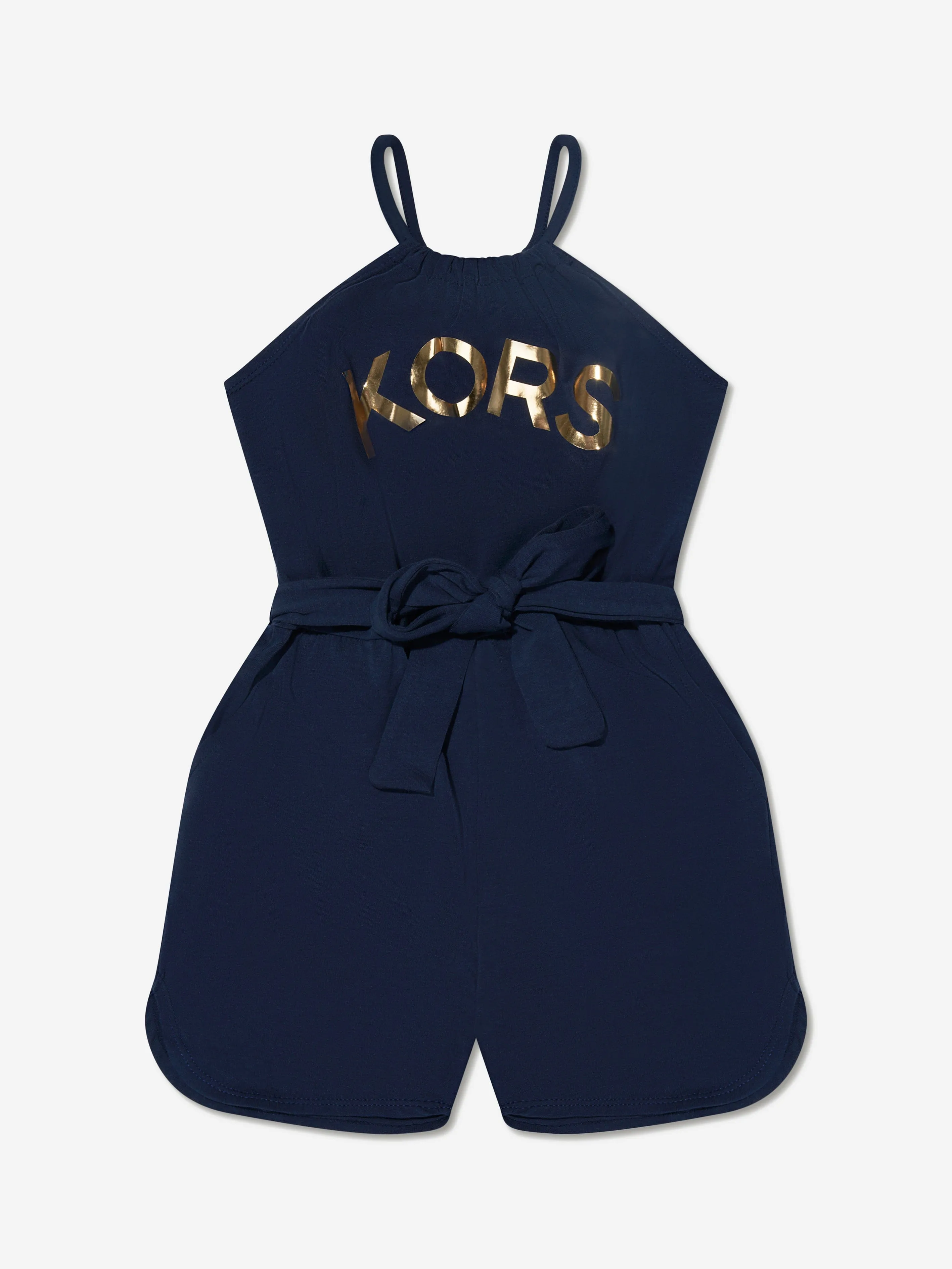 Michael Kors Girls Logo Print Playsuit in Navy