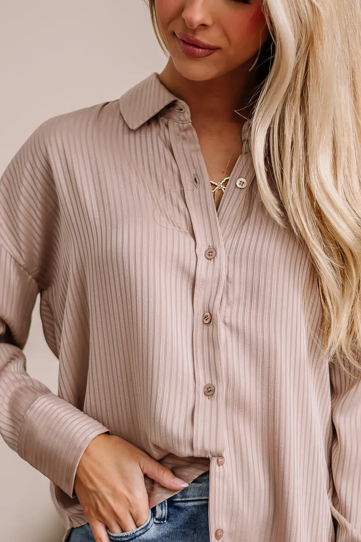 Modern Possibilities Button Up Top | Taupe