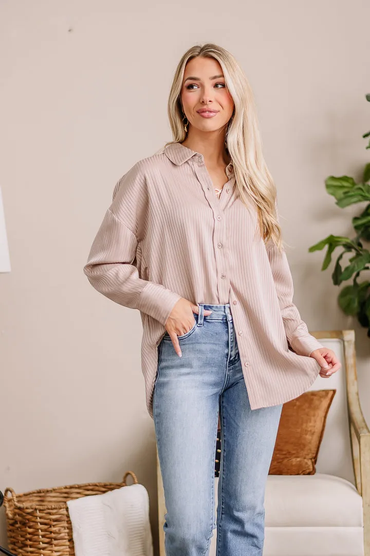 Modern Possibilities Button Up Top | Taupe