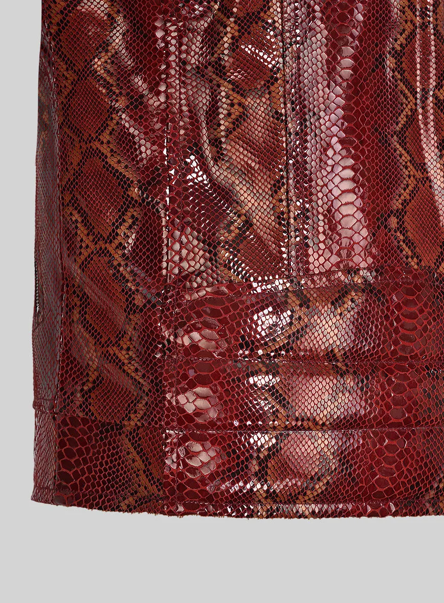 Opulent Bold Red Python Leather Jacket