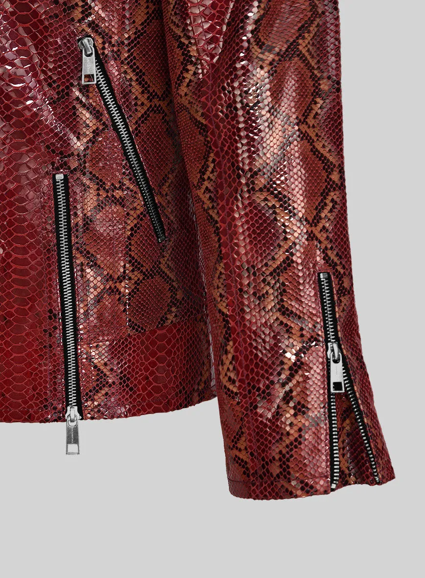 Opulent Bold Red Python Leather Jacket