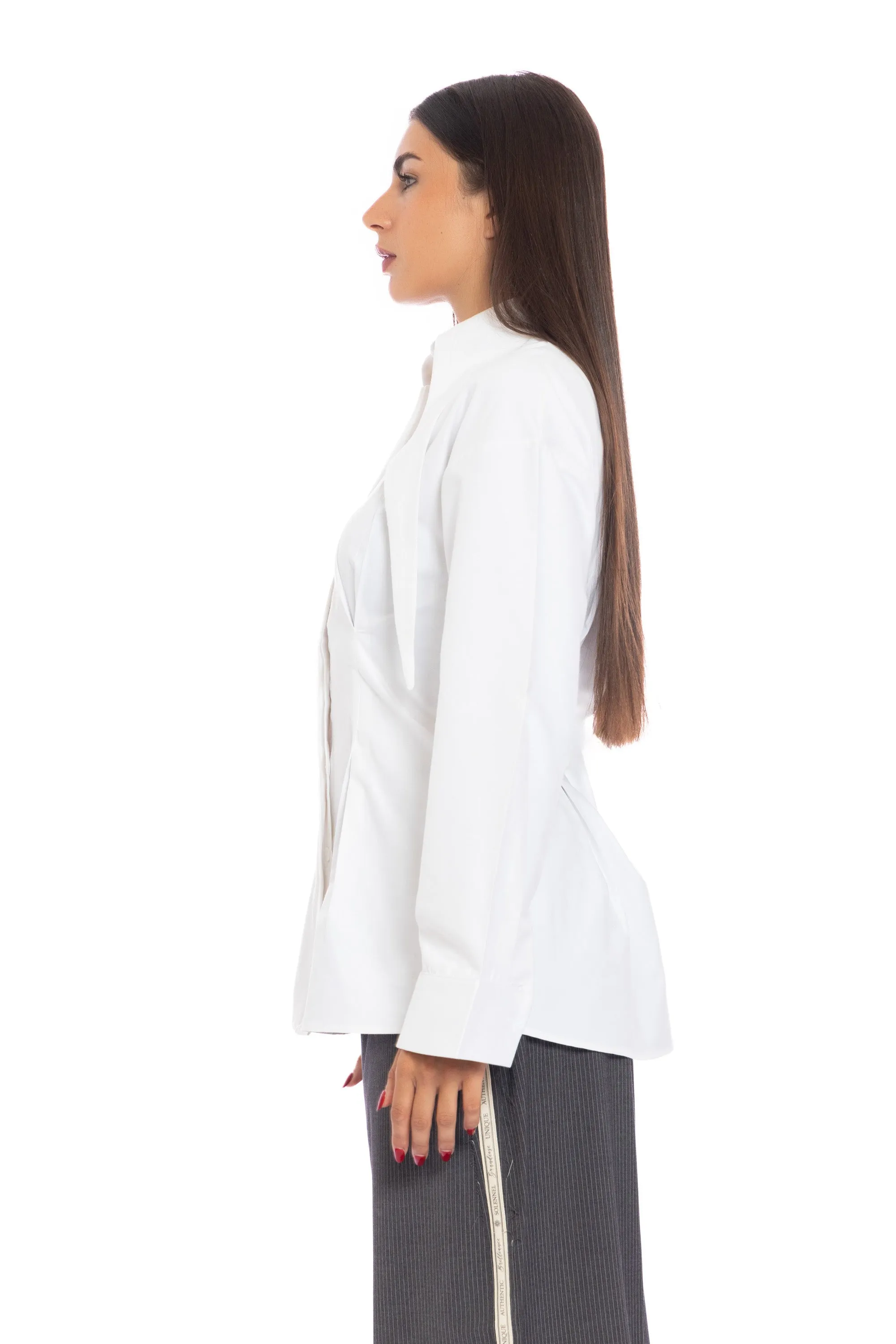 Pleated Waist Lapel Blouse