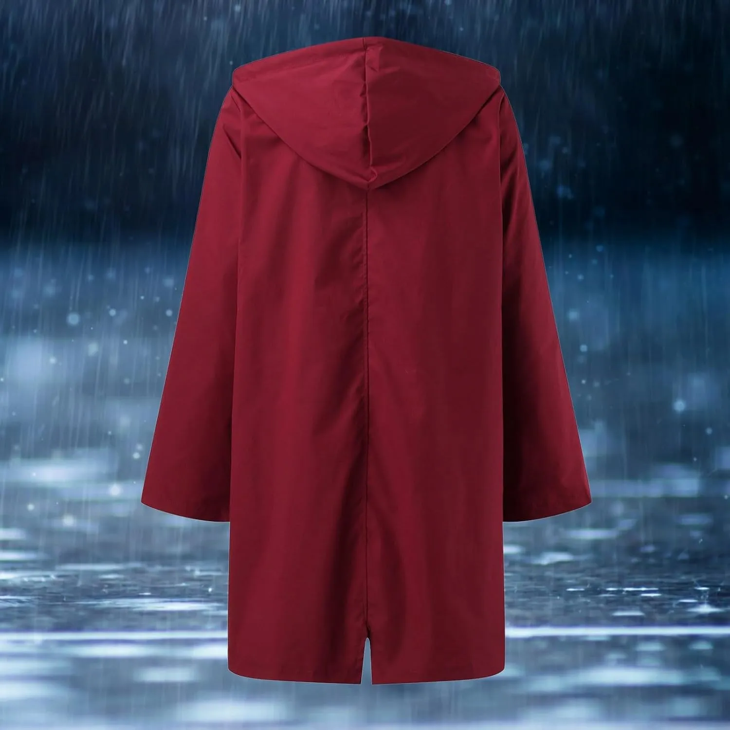 Rain Jacket Womens Waterproof with Hood, Long Rain Coat Windproof Windbreaker Outdoor Rain Trench Coat S-3XL