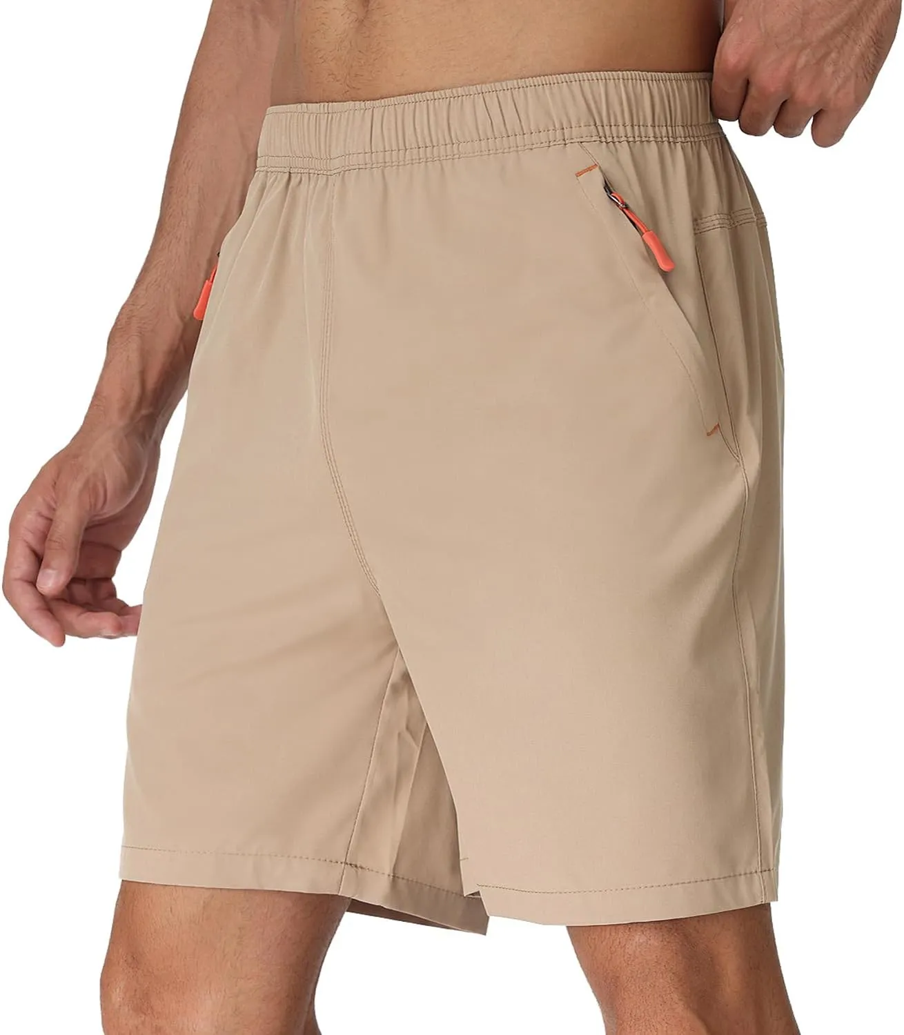 Rapoo Men's Athletic Shorts 7 Inch Inseam Water Resistant Lightweight Quick Dry Workout Shorts with Zipper Pockets