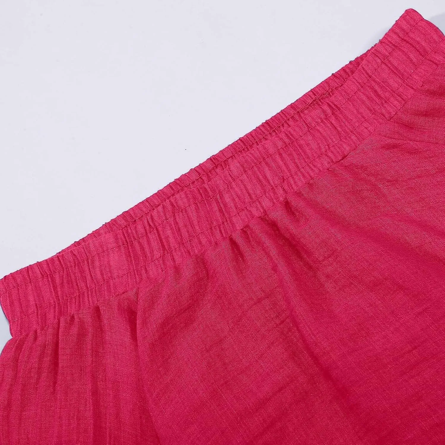 Ruffle Skirt Trendy Flared High Elastic Waist Solid Loose Pleated Long Skirts for Women Summer Vacation Clothes