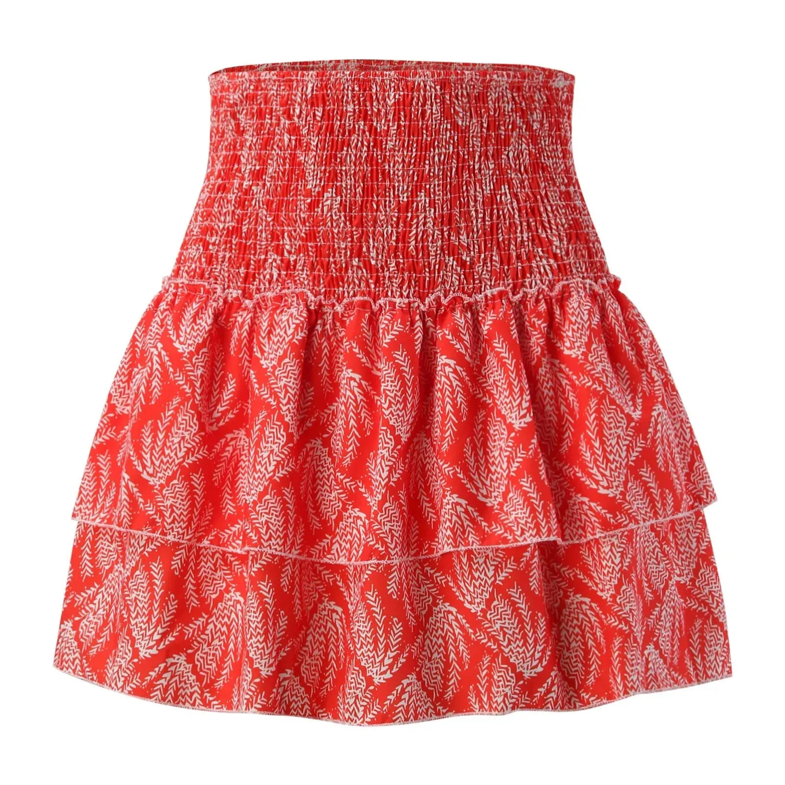 Sexy Deep Blue Gypsy Ruffle Printed Bohemian Beach Womens Skirt