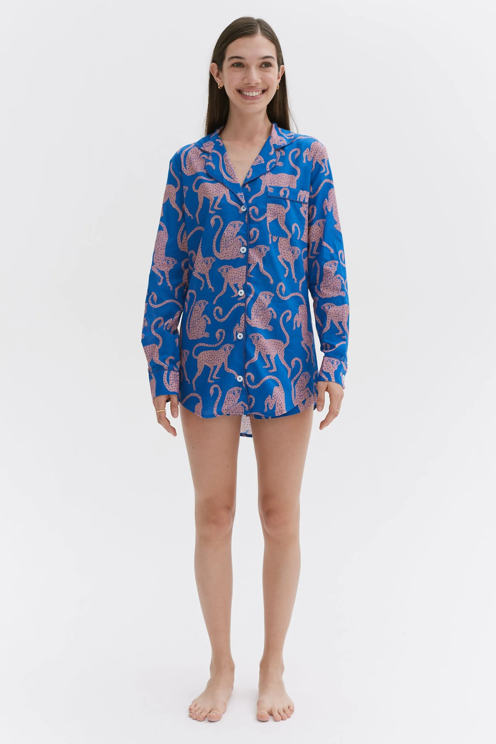 Signature Pyjama Set Chango Print Blue/Pink