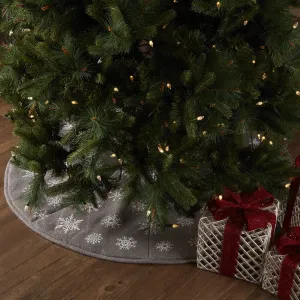 Snowflake Burlap Grey Tree Skirt 48"