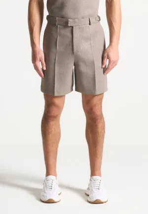 Textured Tailored Shorts - Taupe
