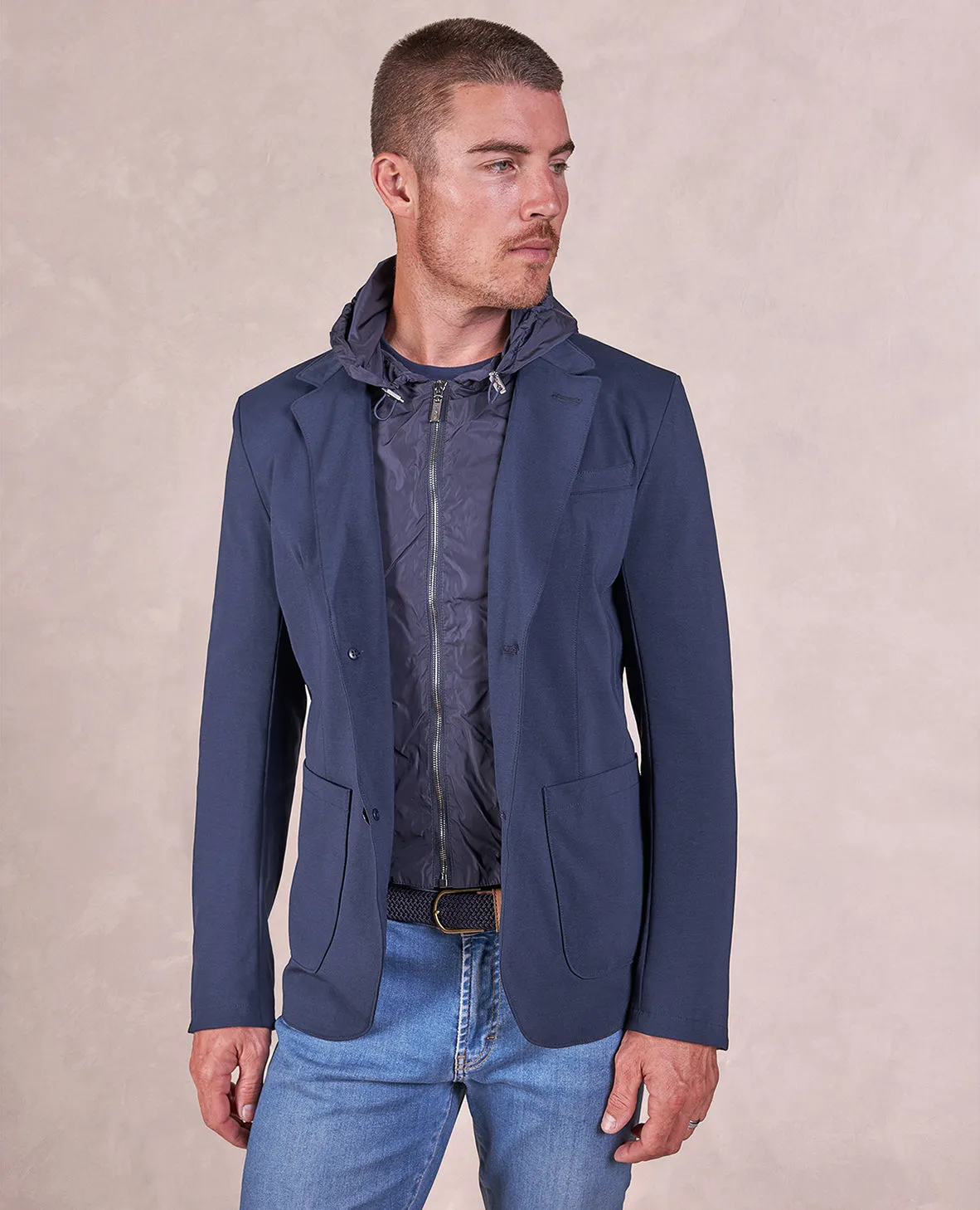 The Chase - Techy Soft Jacket w/Removable Hoodie - Navy