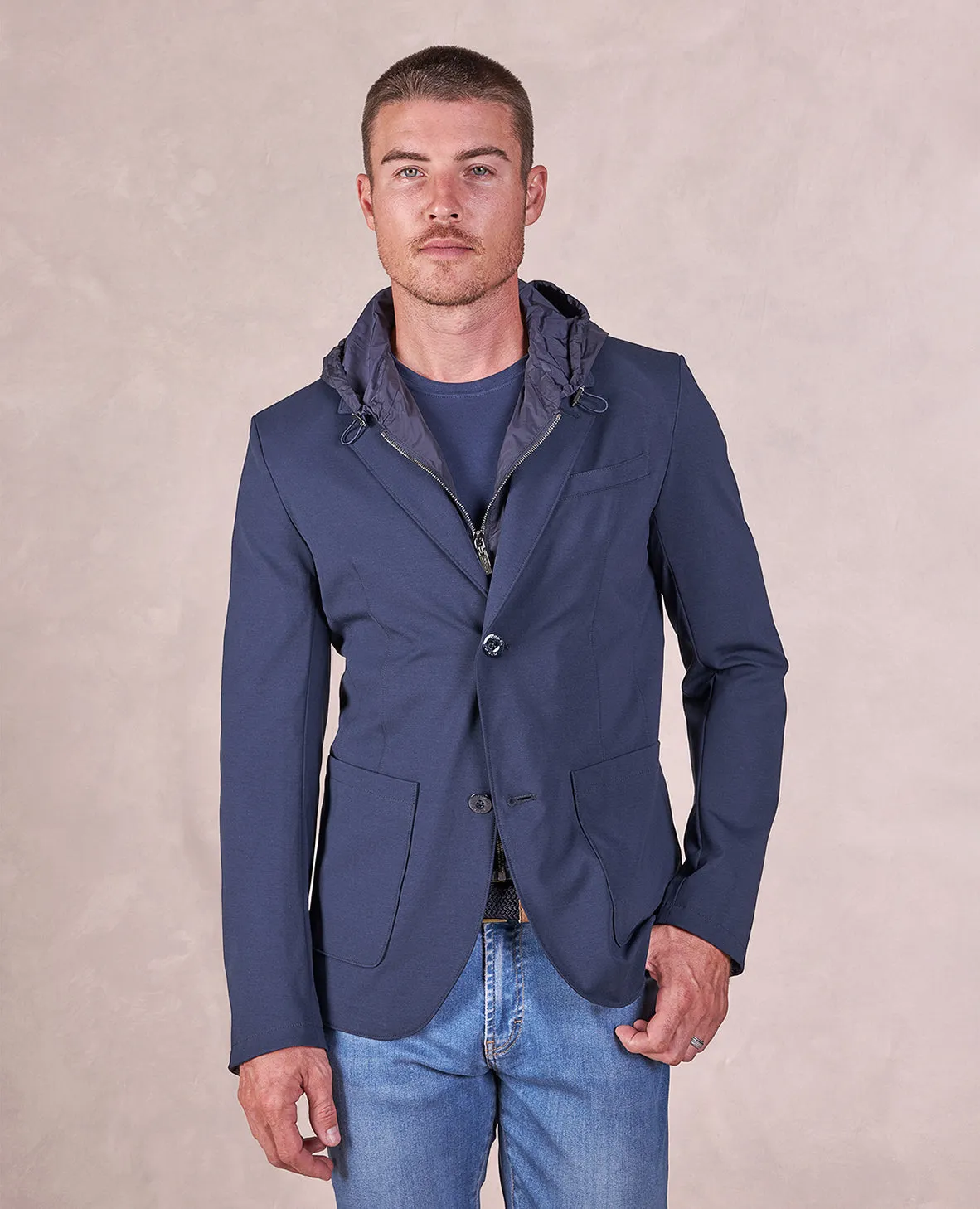 The Chase - Techy Soft Jacket w/Removable Hoodie - Navy