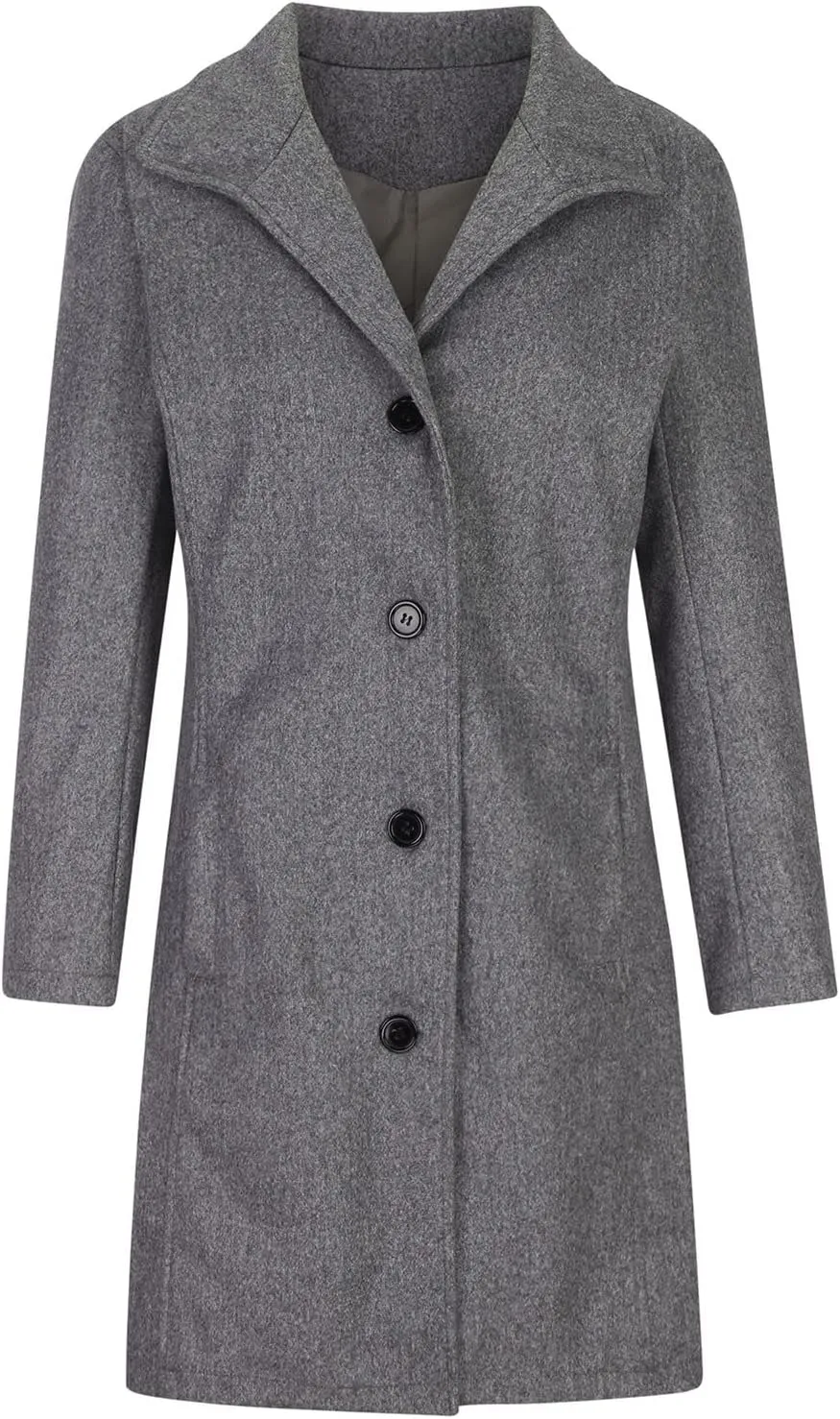Winter Long Pea Coats for Women Wool Blend Stand Collar Single Breasted Jackets 2024 Casual Peacoat Overcoats