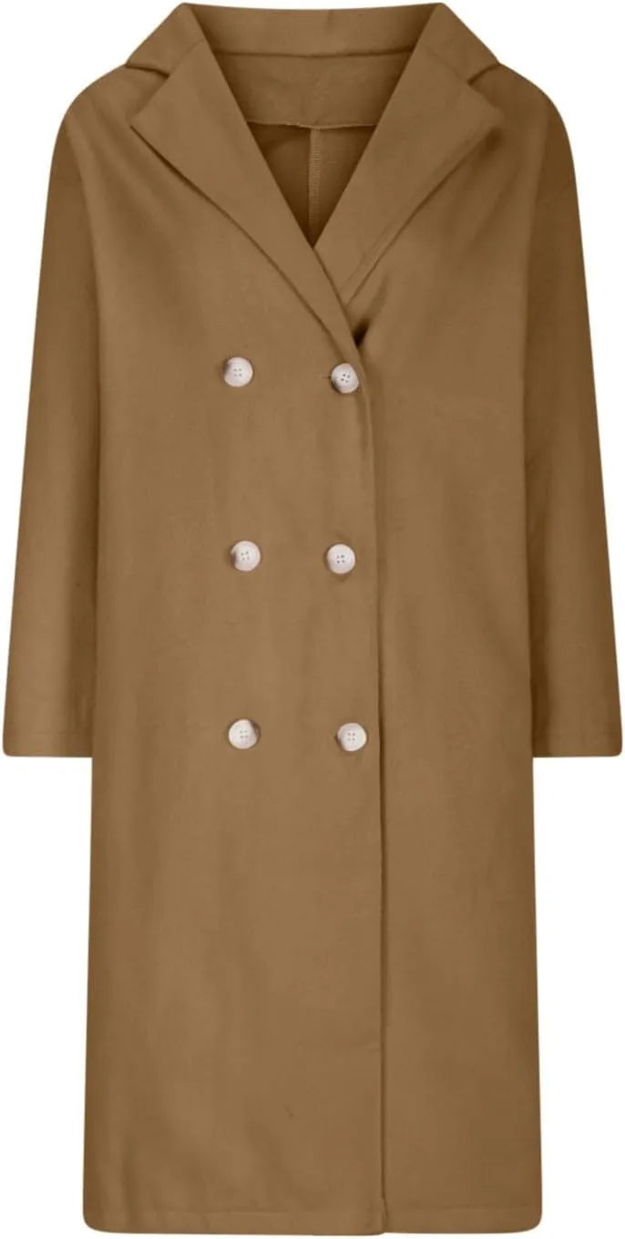 Winter Trench Coats for Women Double Breasted Thick Long Wool Coat Notch Lapel Overcoats Slim Pea Jacket With Belts