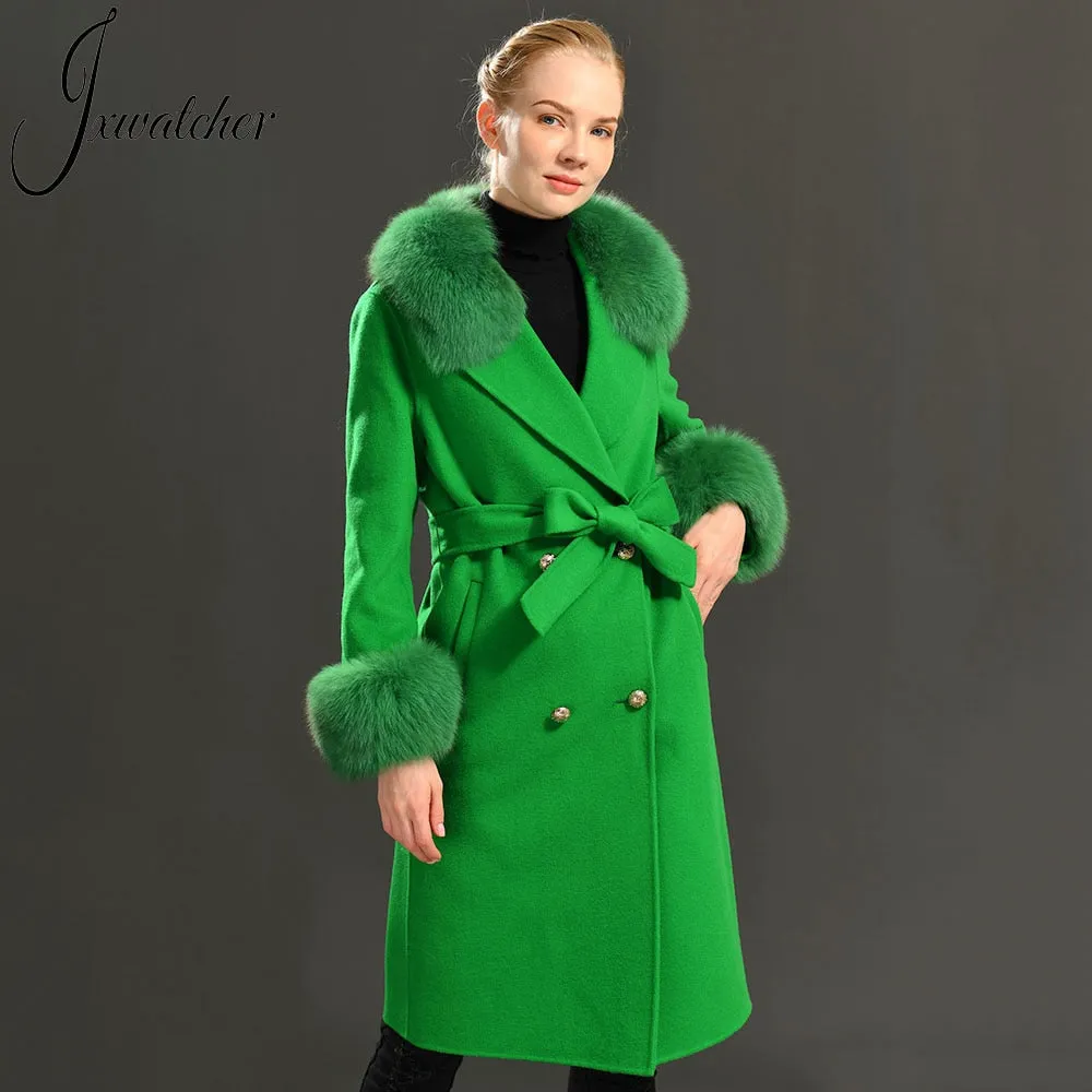 Women Cashmere Wool Trench Jacket