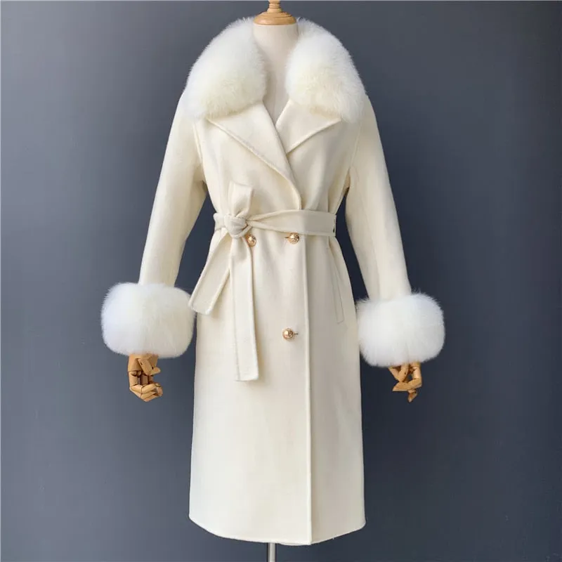 Women Cashmere Wool Trench Jacket