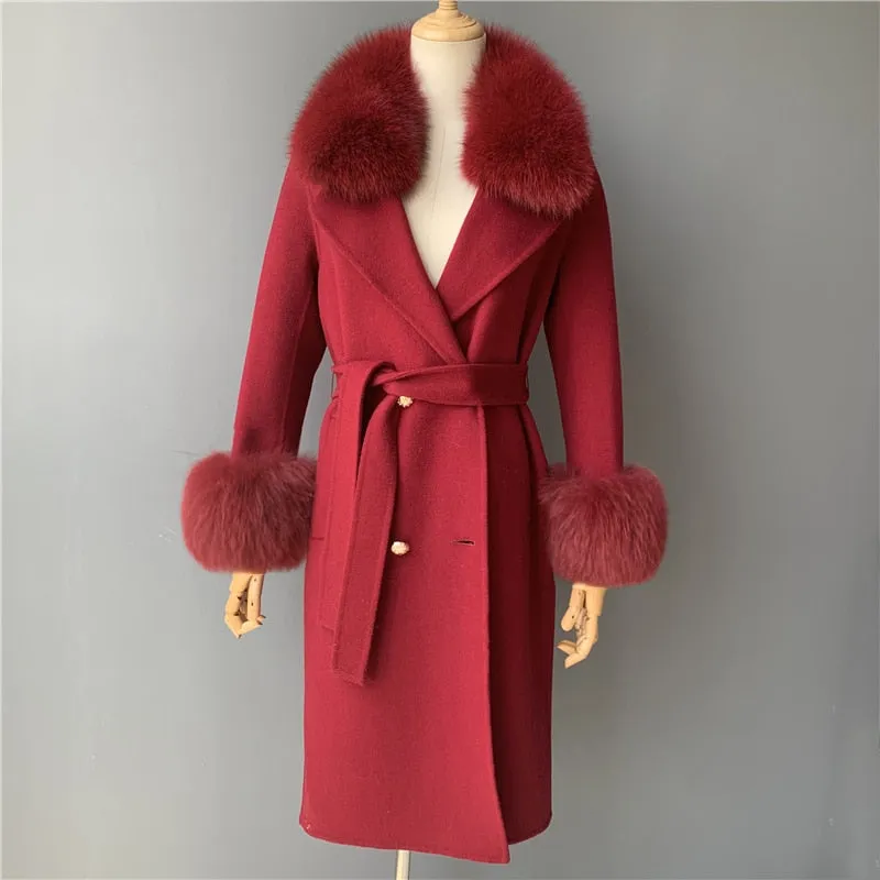 Women Cashmere Wool Trench Jacket