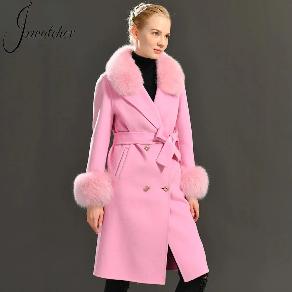 Women Cashmere Wool Trench Jacket