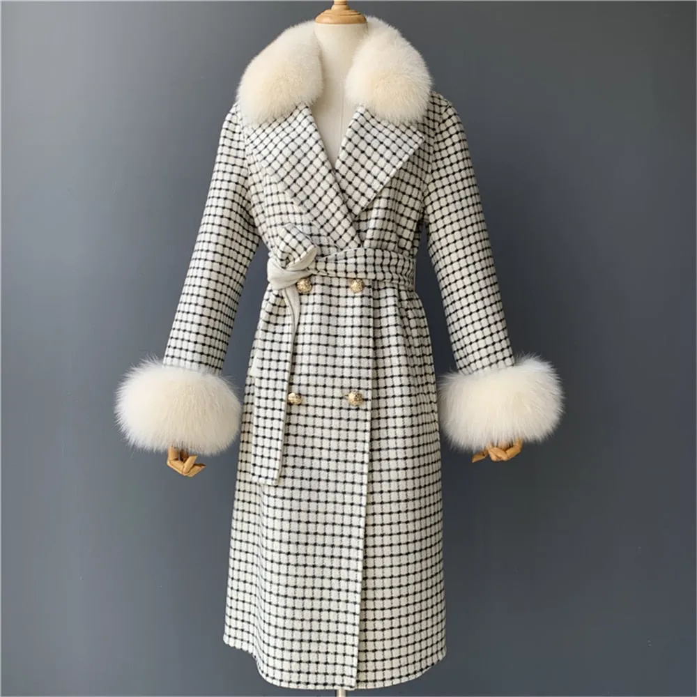 Women Cashmere Wool Trench Jacket