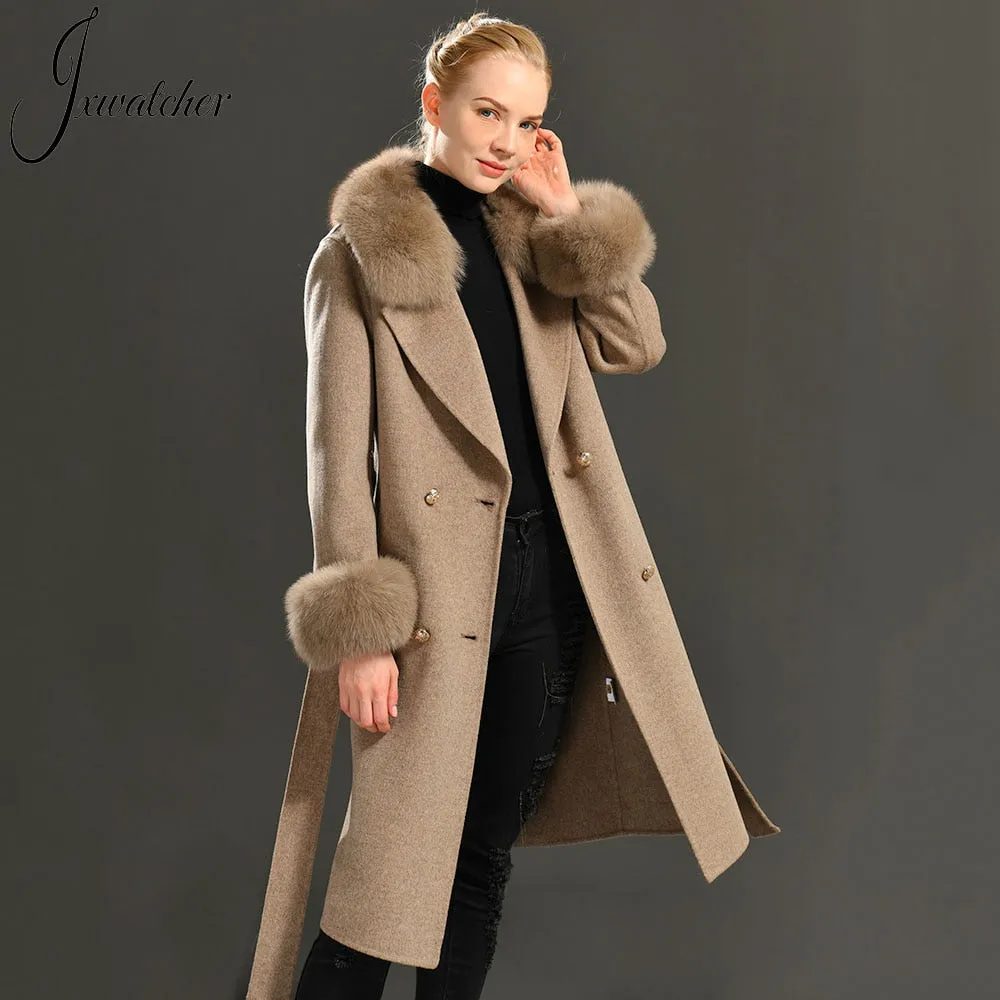 Women Cashmere Wool Trench Jacket
